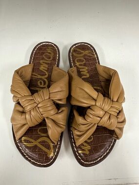 SAM EDELMAN "Garson" Cognac Knotted Leather Slide Sandals 5